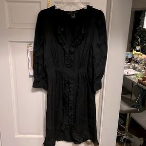 Marc by Marc Jacobs Navy 100% Silk with ruffle trim dress 3/4 Size 8